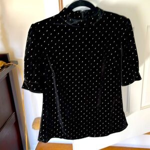 Pretty Nanette Lepore velvet party shirt with gold studs.